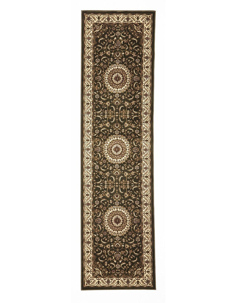 Tuggerah Collection Medallion Rug Green with Ivory Border.