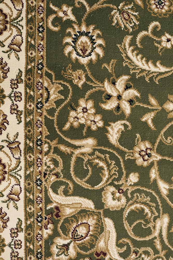 Tuggerah Collection Medallion Rug Green with Ivory Border.