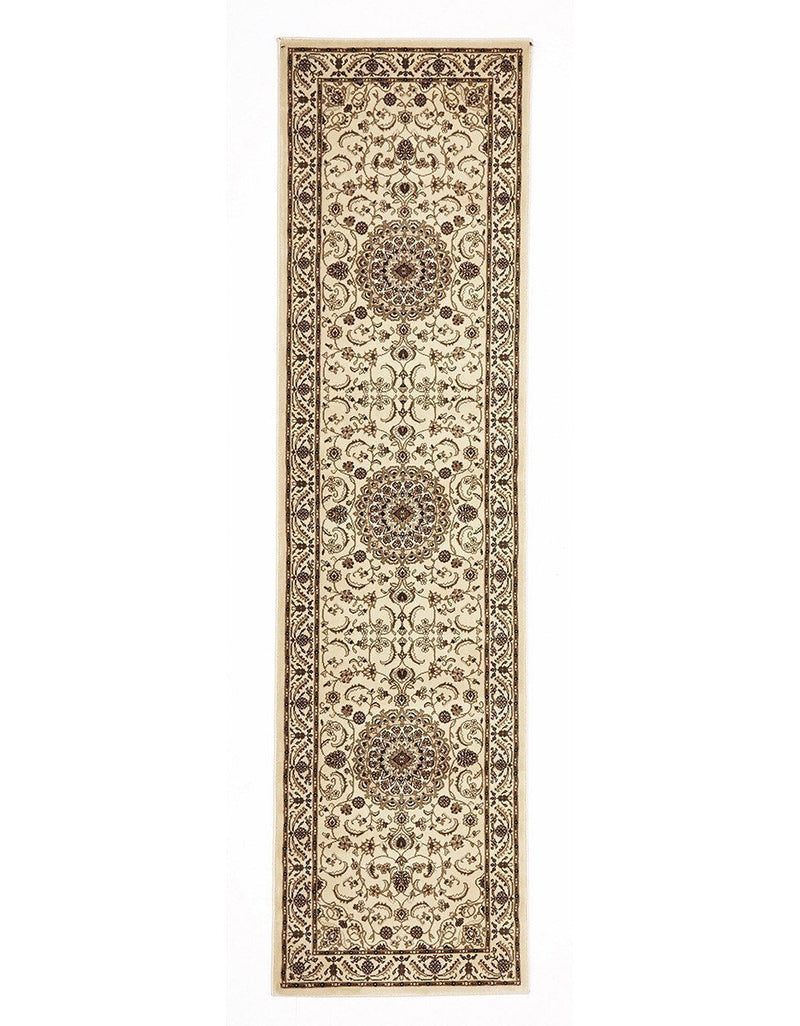 Tuggerah Collection Medallion Rug Ivory with Ivory Border.