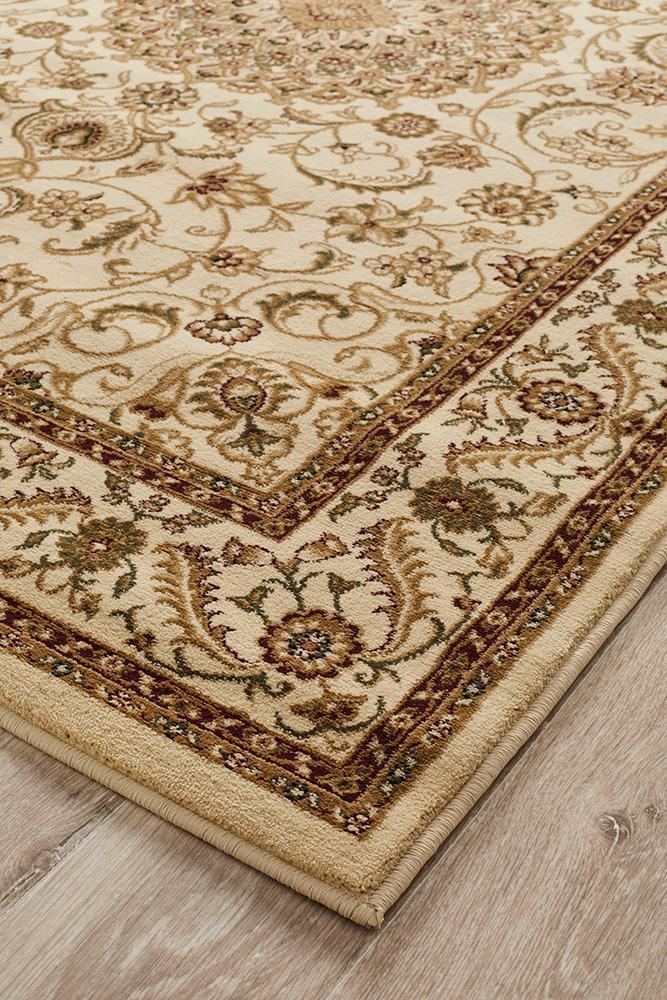 Tuggerah Collection Medallion Rug Ivory with Ivory Border.