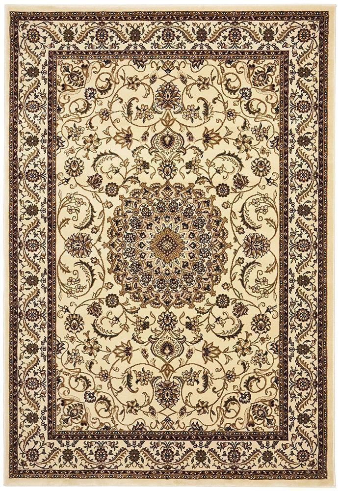 Tuggerah Collection Medallion Rug Ivory with Ivory Border.