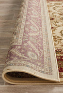 Tuggerah Collection Medallion Rug Ivory with Red Border.