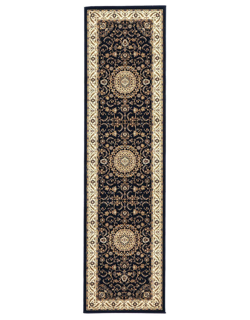 Tuggerah Collection Medallion Rug Blue with Ivory Border.