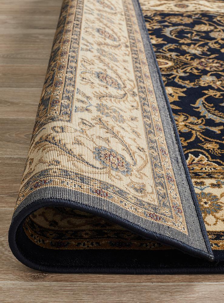 Tuggerah Collection Medallion Rug Blue with Ivory Border.