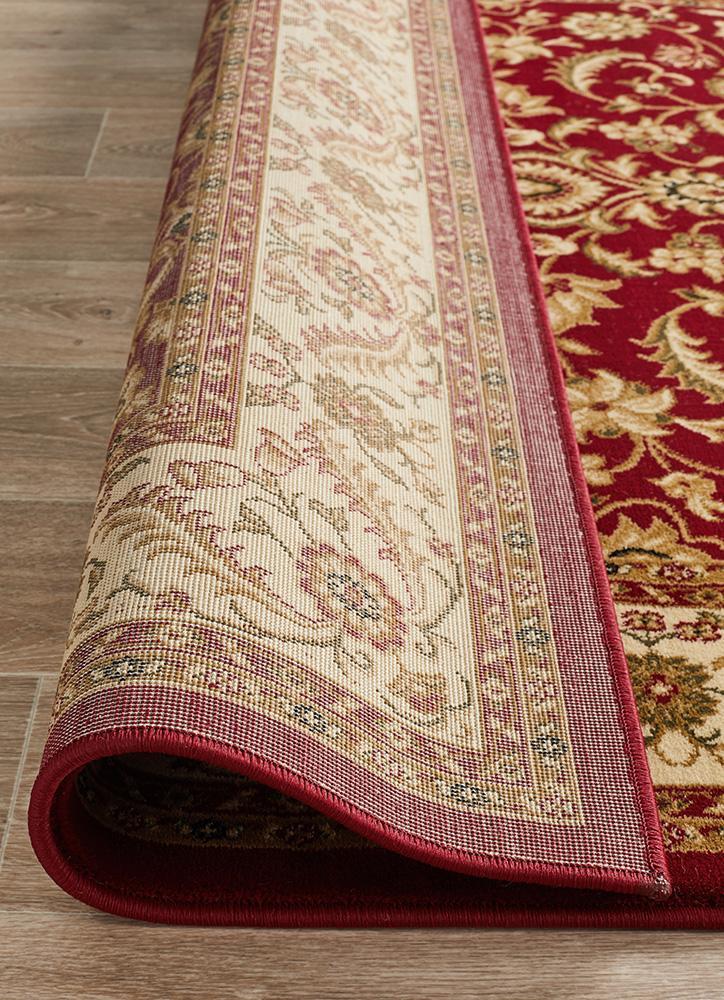 Tuggerah Collection Medallion Rug Red with Ivory Border.