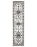 Tuggerah Collection Medallion Rug White with Beige Border.