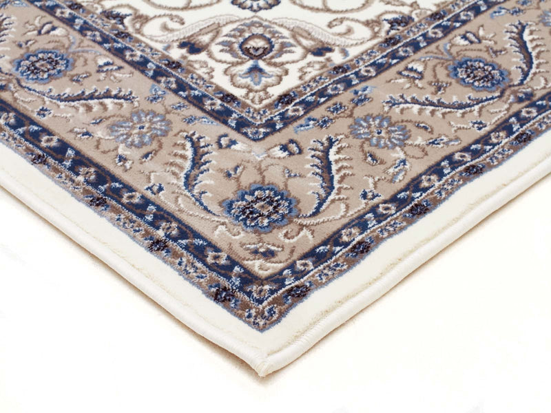 Tuggerah Medallion Runner White with Beige Border Runner Rug.