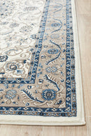 Tuggerah Collection Medallion Rug White with Beige Border.