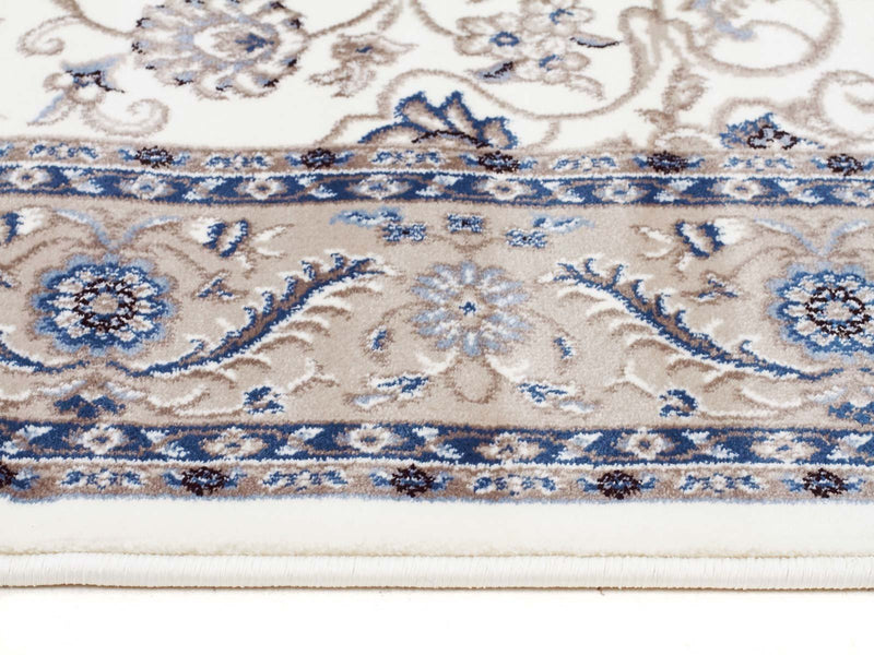 Tuggerah Medallion Runner White with Beige Border Runner Rug.
