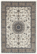 Tuggerah Collection Medallion Rug White with Beige Border.