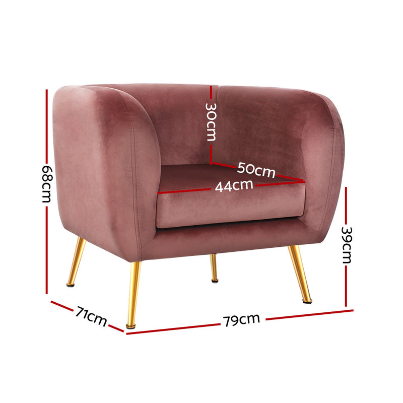 Lois Accent Chair - Velvet Pink