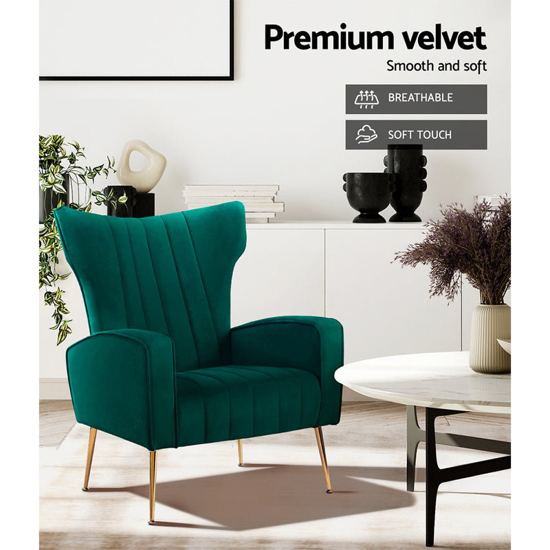 Cantik Accent Chair - Velvet Green