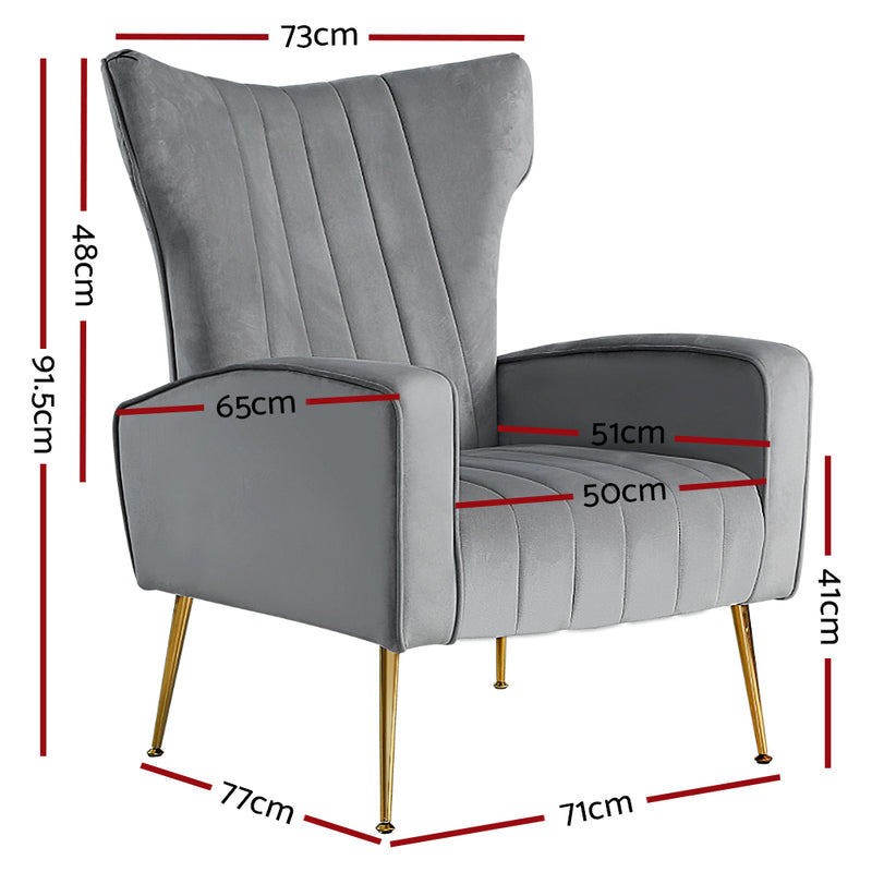 Cantik Accent Chair - Velvet Grey