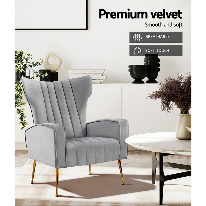 Cantik Accent Chair - Velvet Grey