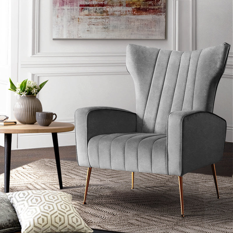 Cantik Accent Chair - Velvet Grey