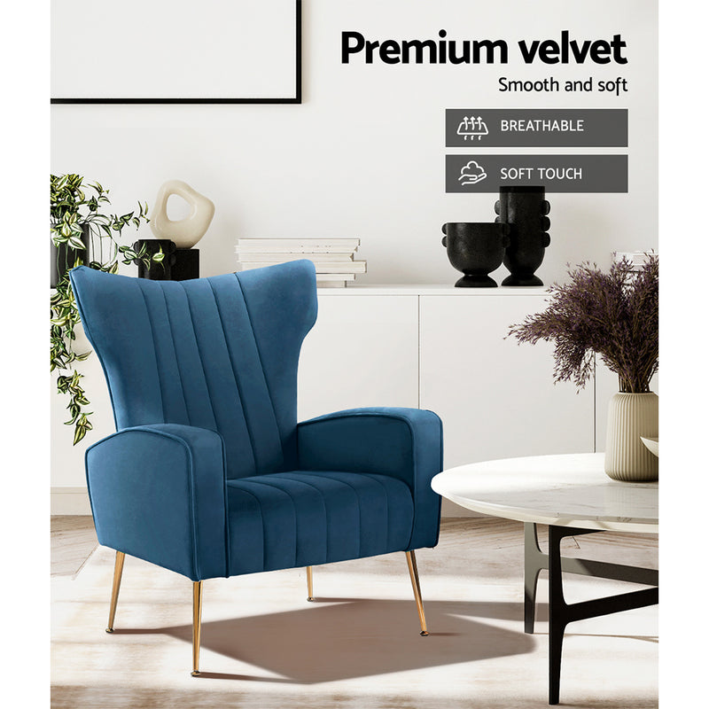 Cantik Accent Chair - Velvet Navy Blue