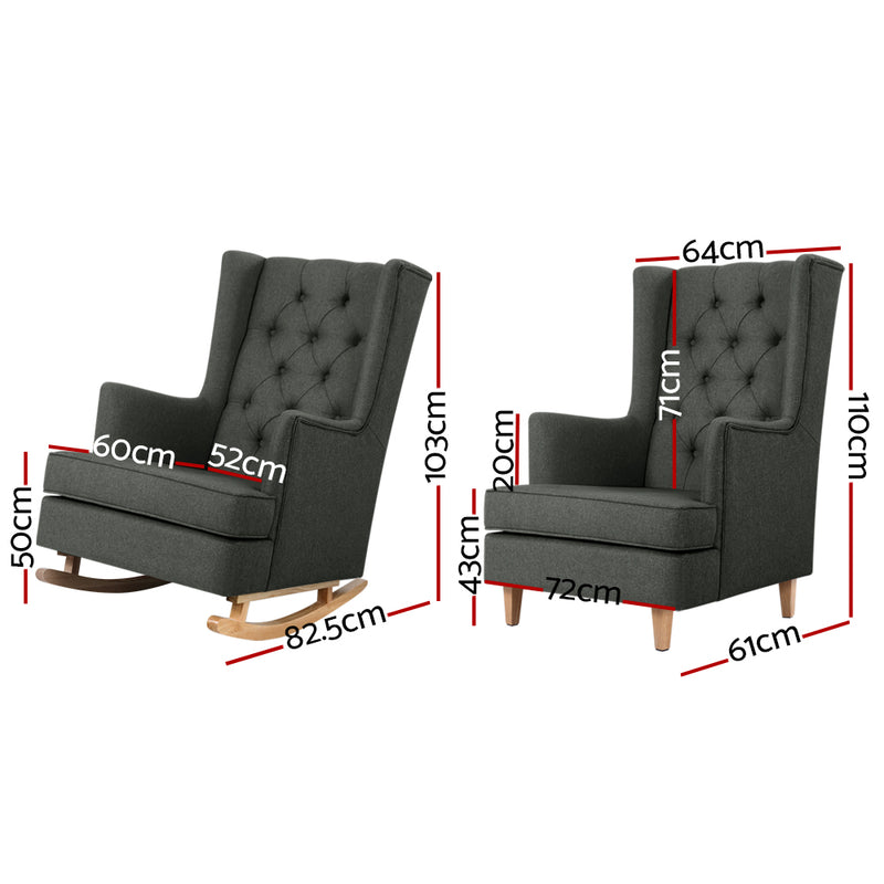 Lissy Rocking Armchair - Charcoal