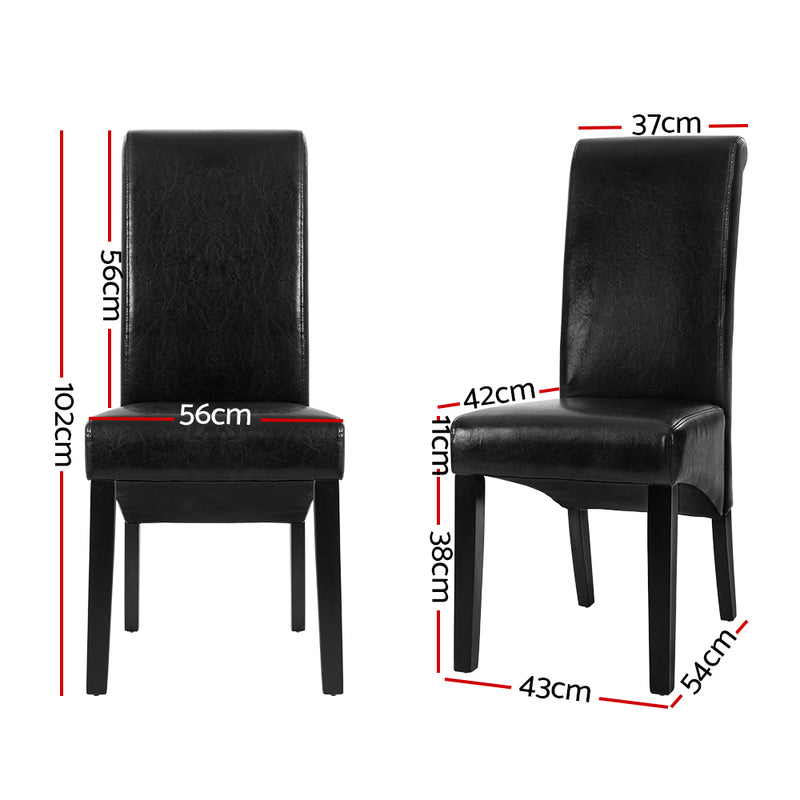 Southampton PU Dining Chairs (Set of 2) - Black.