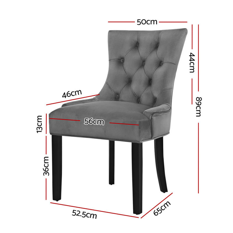 Beaulieu Velvet Dining Chairs (Set of 2) - Velvet Grey