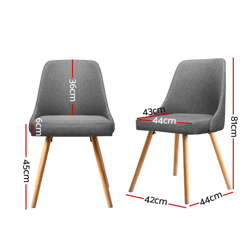 Kalmar Fabric Dining Chairs (Set of 2) - Grey