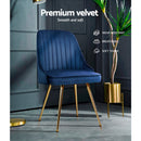 Bissam Velvet Dining Chairs (Set of 2) - Velvet Blue