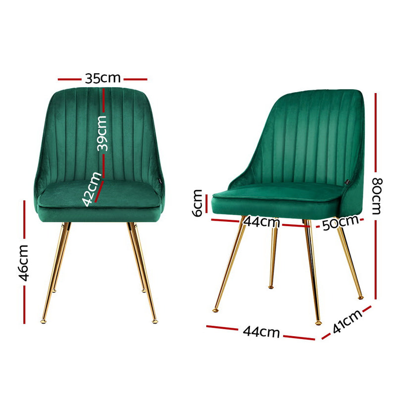 Bissam Velvet Dining Chairs (Set of 2) - Velvet Green