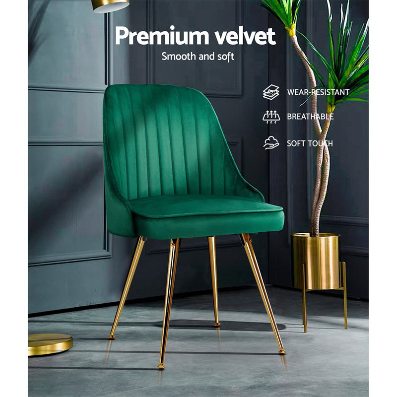 Bissam Velvet Dining Chairs (Set of 2) - Velvet Green