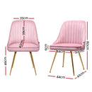 Bissam Velvet Dining Chairs (Set of 2) - Velvet Pink