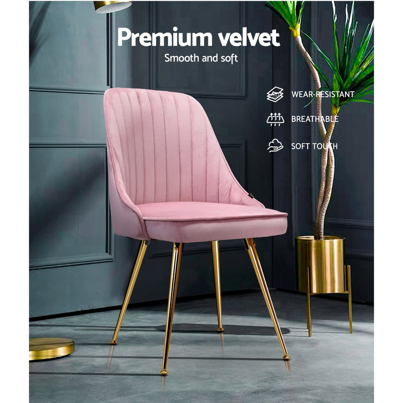 Bissam Velvet Dining Chairs (Set of 2) - Velvet Pink