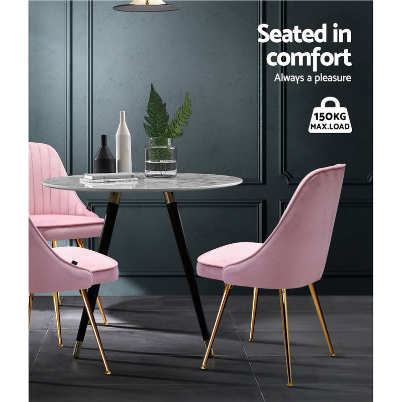 Bissam Velvet Dining Chairs (Set of 2) - Velvet Pink