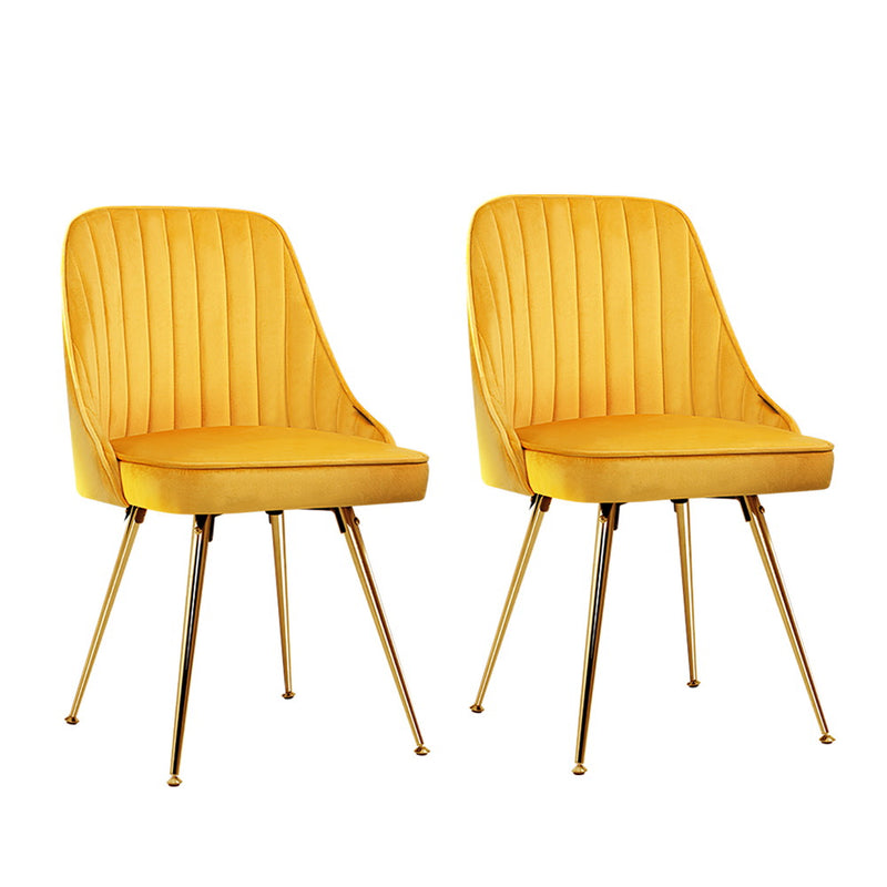 Bissam Velvet Dining Chairs (Set of 2) - Velvet Yellow