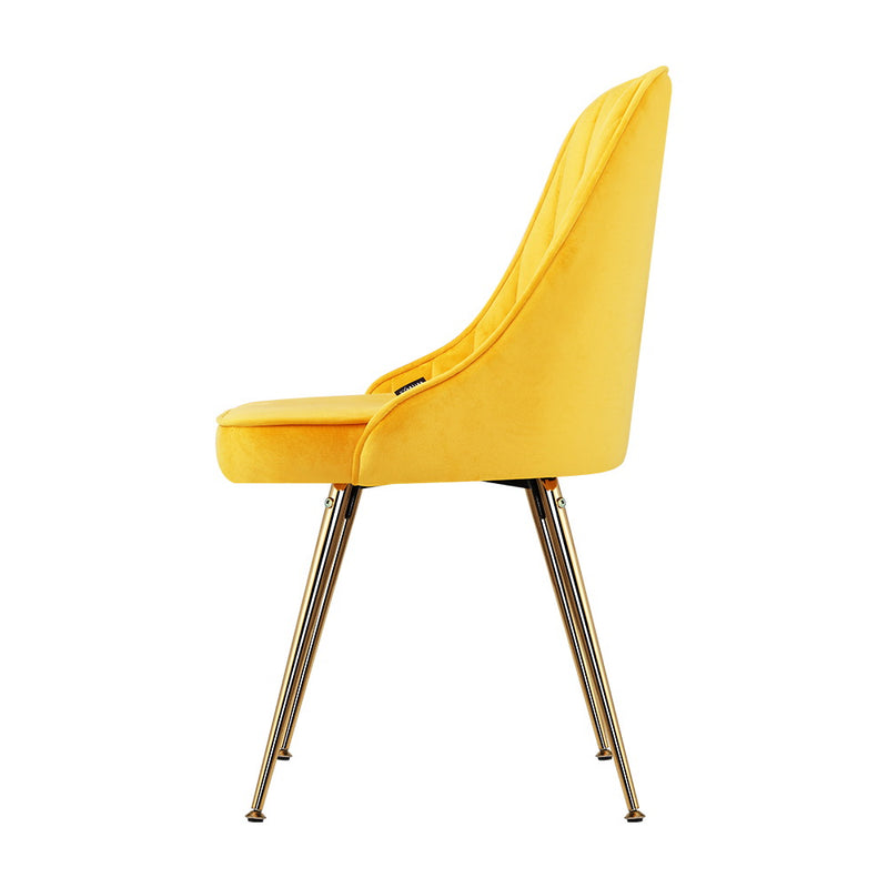 Bissam Velvet Dining Chairs (Set of 2) - Velvet Yellow