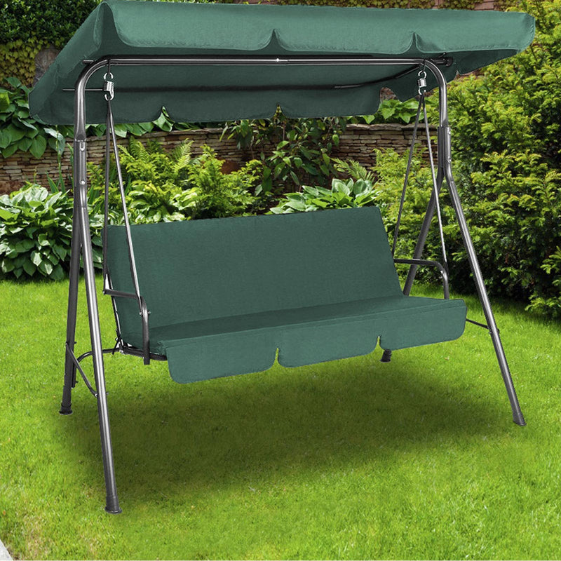 Outdoor Swing Bench Seat Chair Canopy Furniture 3 Seater Garden Hammock Dark Green