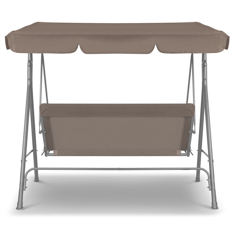 Outdoor Swing Bench Seat Chair Canopy Furniture 3 Seater Garden Hammock Coffee