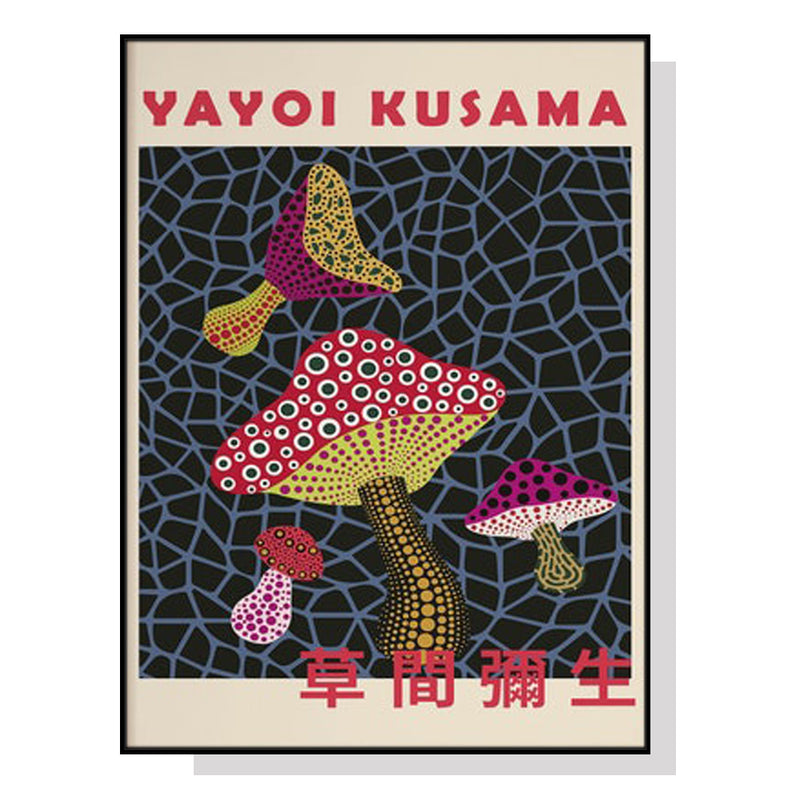 Mushroom By Yayoi Kusama Black Frame Canvas 50cmx70cm