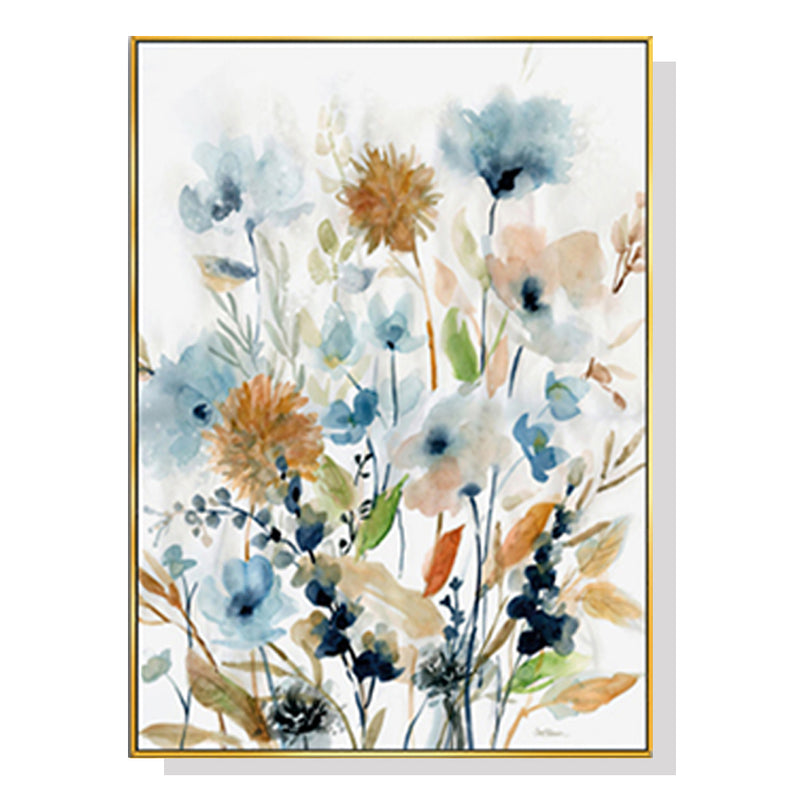 60cmx90cm Colourful Floras Watercolour style I Gold Frame Canvas Wall Art