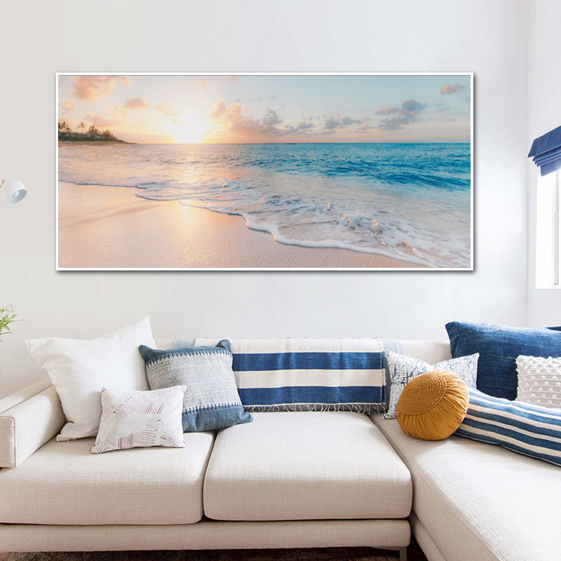 60cmx120cm Ocean and Beach White Frame Canvas