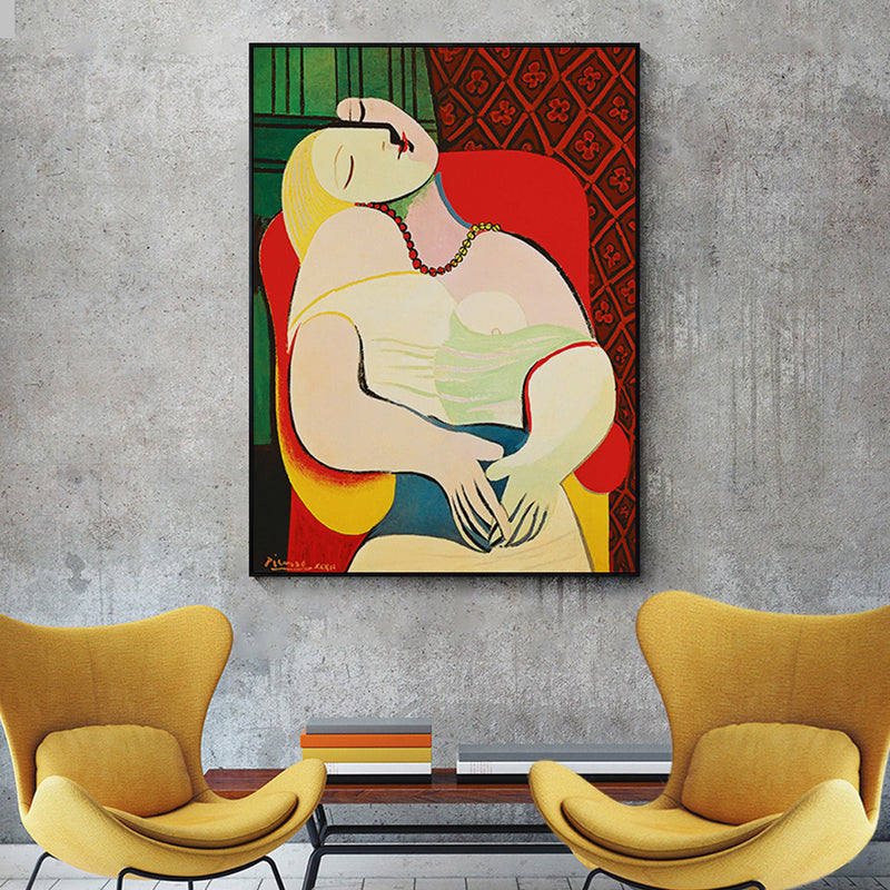 60cmx90cm The dream by Pablo Picasso Gold Frame Canvas Wall Art