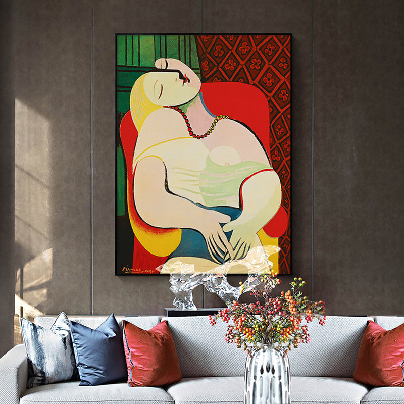 70cmx100cm The dream by Pablo Picasso Gold Frame Canvas Wall Art