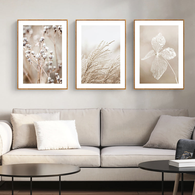 60cmx90cm Dried Flower 3 Sets Wood Frame Canvas Wall Art
