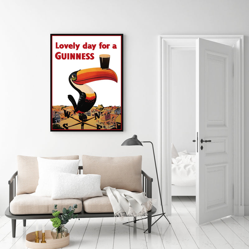 60cmx90cm Beer Lovely Day For A Guinness Black Frame Canvas Wall Art