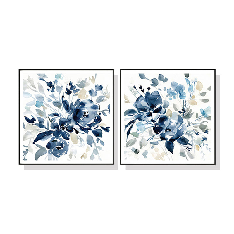 60cmx60cm Indigo Garden By Carol Robinson 2 Sets Black Frame Canvas Wall Art