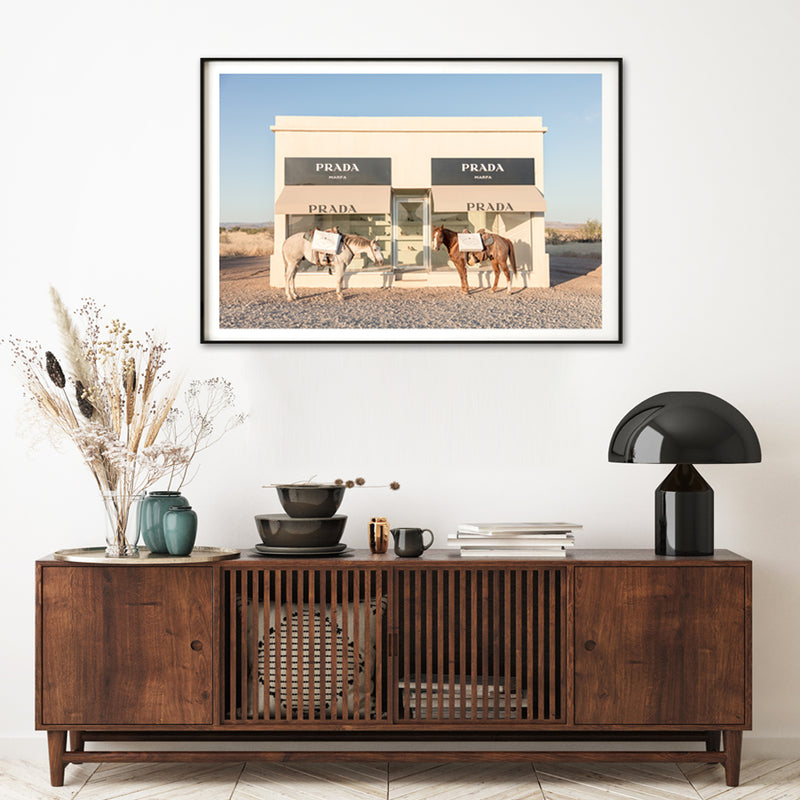 60cmx90cm Horses Prada Black Frame Canvas Wall Art