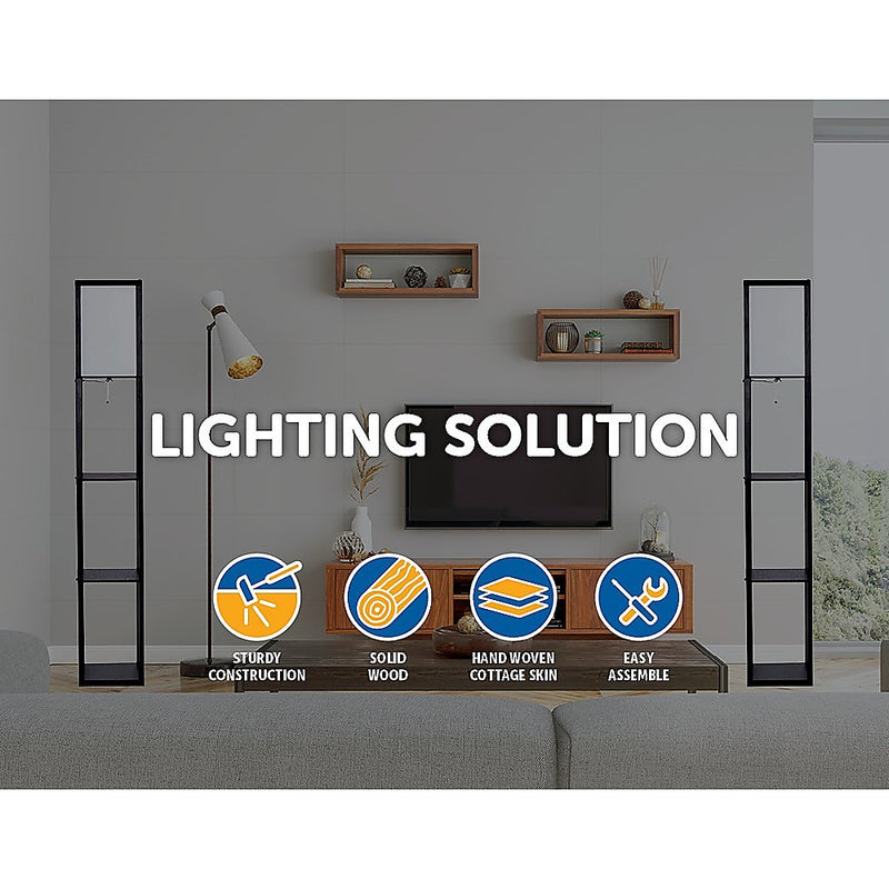 Shelf Floor Lamp - Shade Diffused Light Source with Open-Box Shelves.