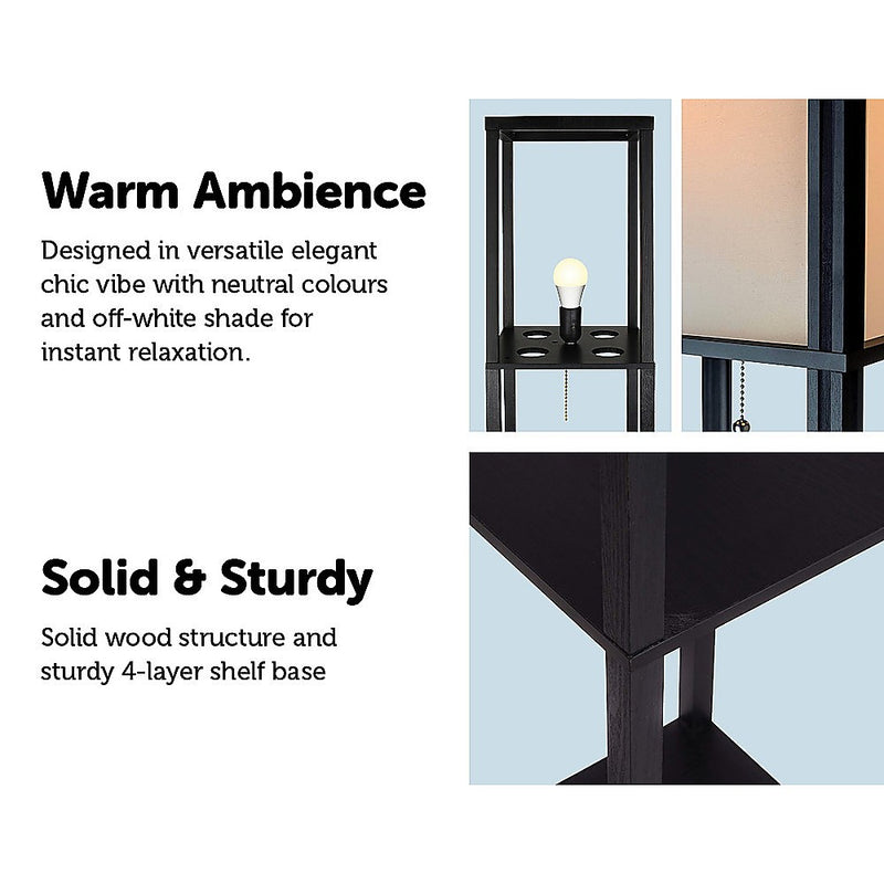 Shelf Floor Lamp - Shade Diffused Light Source with Open-Box Shelves.